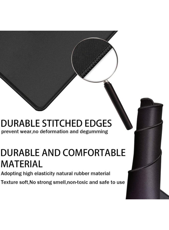 لوحة فأرة كبيرة، لوحة فأرة للألعاب، لوحات فأرة طويلة، لوحة فأرة كبيرة مقاومة للماء بحافة مخيطة، لوحة فأرة XXL غير قابلة للانزلاق باللون الأسود لطاولة الكمبيوتر للاعبين، المكتب والمنزل، أسود - Image 2